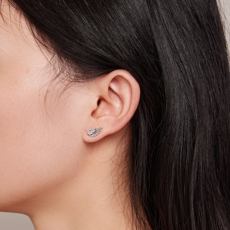 (afbeelding voor) Pandora-stijl engelenvleugels studs oorbellen - SCE1579 - Bekijken 6