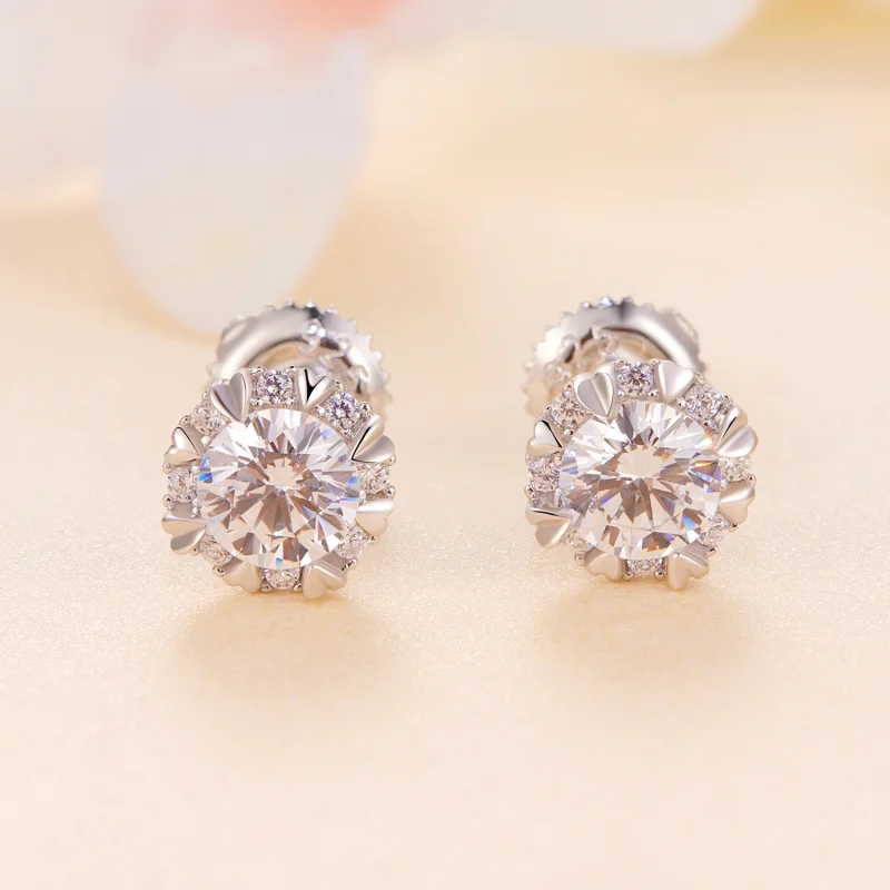 (afbeelding voor) Pandora Stijl Exquise Moissanite Studs Oorbellen (Twee Certificaten) - MSE017 - Bekijken 2