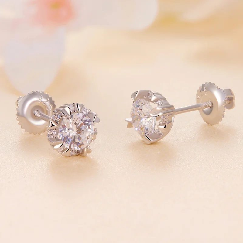 (afbeelding voor) Pandora Stijl Exquise Moissanite Studs Oorbellen (Twee Certificaten) - MSE017 - Bekijken 3