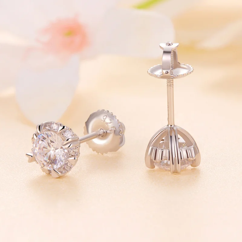 (afbeelding voor) Pandora Stijl Exquise Moissanite Studs Oorbellen (Twee Certificaten) - MSE017 - Bekijken 4