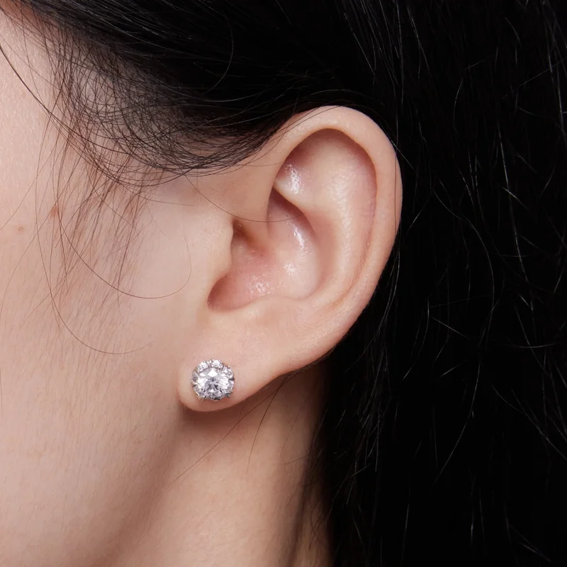 (afbeelding voor) Pandora Stijl Exquise Moissanite Studs Oorbellen (Twee Certificaten) - MSE017 - Bekijken 5