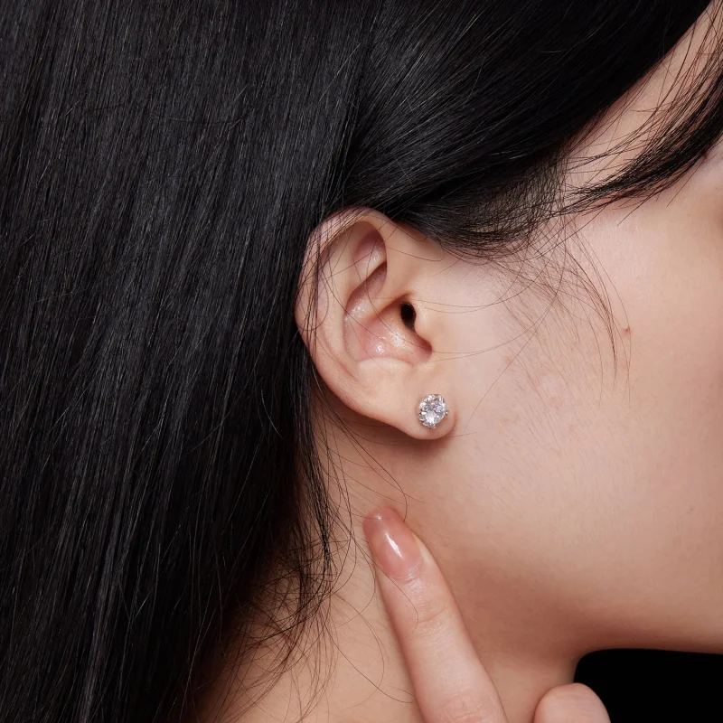 (afbeelding voor) Pandora Stijl Exquise Moissanite Studs Oorbellen (Twee Certificaten) - MSE017 - Bekijken 7