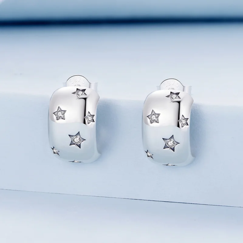 (afbeelding voor) Pandora Stijl Flash Ster Oorknopjes - BSE884 - Bekijken 2