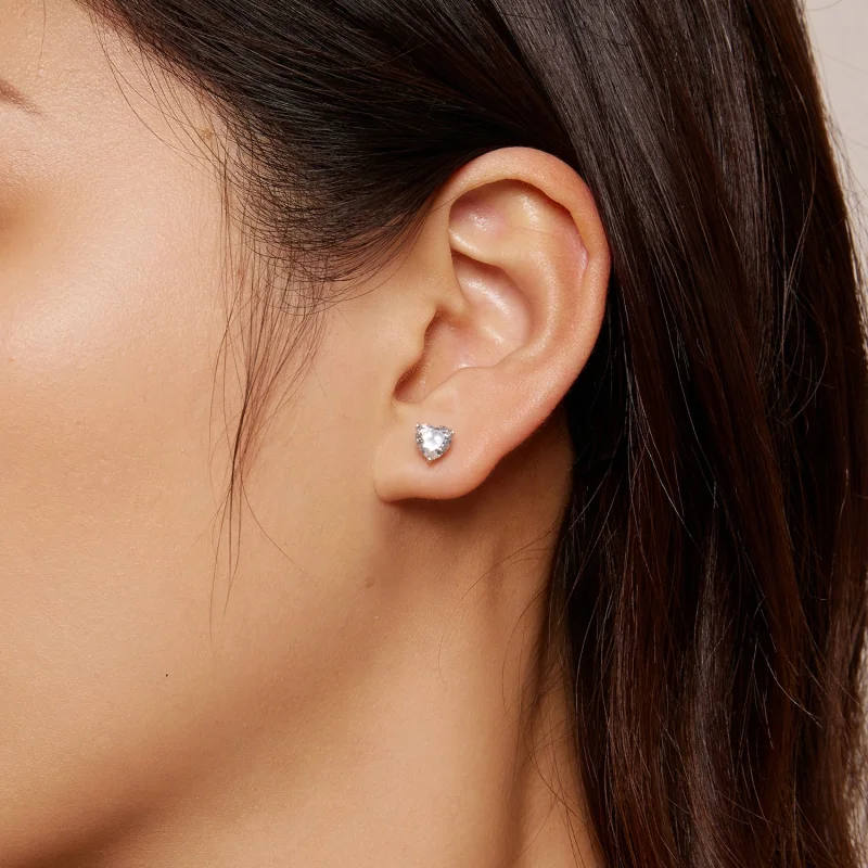 (afbeelding voor) Pandora-stijl Fonkelende Hart Studs Oorbellen - BSE853 - Bekijken 6