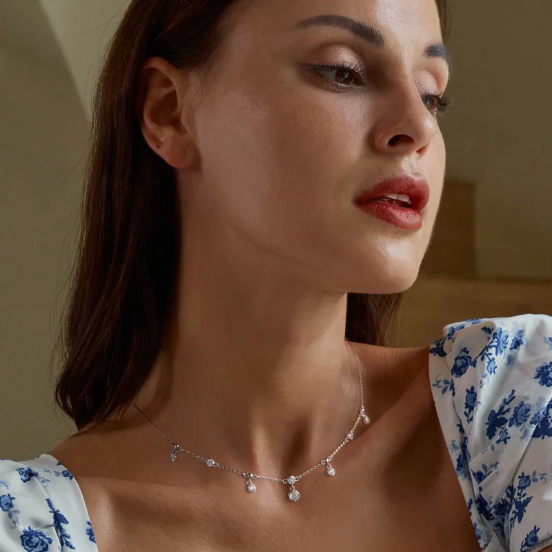 (afbeelding voor) Pandora-stijl fonkelende kwast choker - BSN360 - Bekijken 6