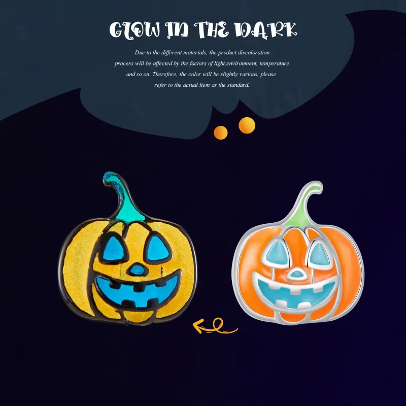 (afbeelding voor) Pandora Stijl Glow-In-The-Dark Pompoen Oorbellen met Persoonlijke Studs - SCE164 - Bekijken 5