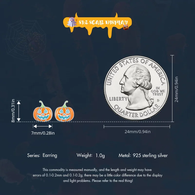 (afbeelding voor) Pandora Stijl Glow-In-The-Dark Pompoen Oorbellen met Persoonlijke Studs - SCE164 - Bekijken 7