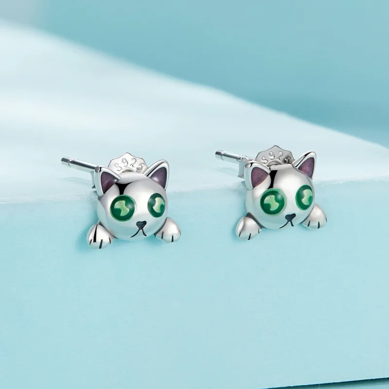 (afbeelding voor) Pandora-stijl Glow-In-The-Dark Studs Oorbellen met Kattenmotief - SCE1643 - Bekijken 2