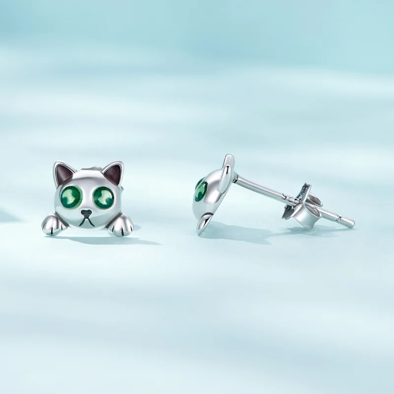 (afbeelding voor) Pandora-stijl Glow-In-The-Dark Studs Oorbellen met Kattenmotief - SCE1643 - Bekijken 4