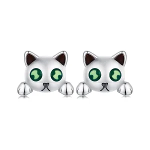 Pandora-stijl Glow-In-The-Dark Studs Oorbellen met Kattenmotief - SCE1643 (afbeelding voor) Pandora-stijl Glow-In-The-Dark Studs Oorbellen met Kattenmotief - SCE1643