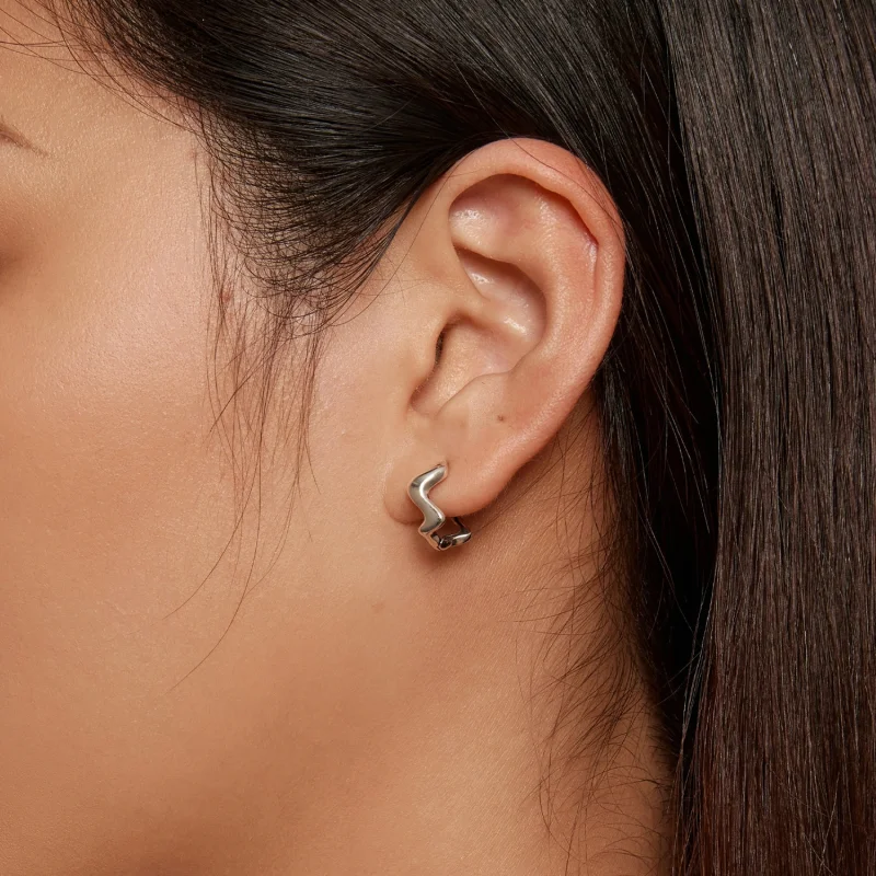 (afbeelding voor) Pandora Stijl Golvende Hoepeloorbellen - SCE1624 - Bekijken 7