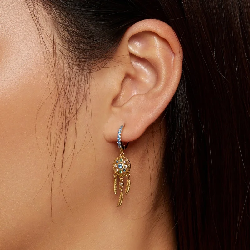 (afbeelding voor) Pandora Stijl Gouden Droomvanger Hanger Oorbellen - SCE713-B - Bekijken 5