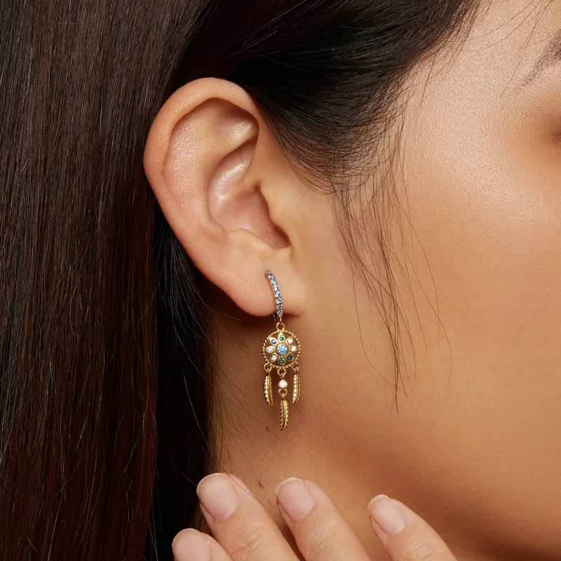 (afbeelding voor) Pandora Stijl Gouden Droomvanger Hanger Oorbellen - SCE713-B - Bekijken 7