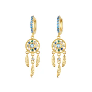 (afbeelding voor) Pandora Stijl Gouden Droomvanger Hanger Oorbellen - SCE713-B