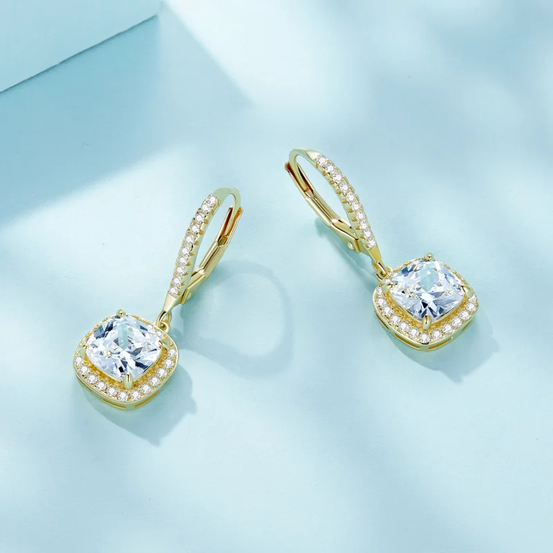 (afbeelding voor) Pandora Stijl Gouden Helder Tijd Bungelende Oorbellen - SCE520-B - Bekijken 3