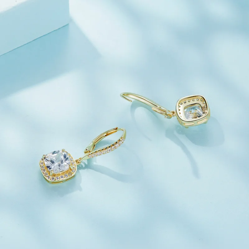 (afbeelding voor) Pandora Stijl Gouden Helder Tijd Bungelende Oorbellen - SCE520-B - Bekijken 4