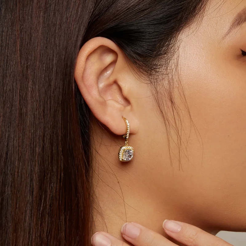 (afbeelding voor) Pandora Stijl Gouden Helder Tijd Bungelende Oorbellen - SCE520-B - Bekijken 5