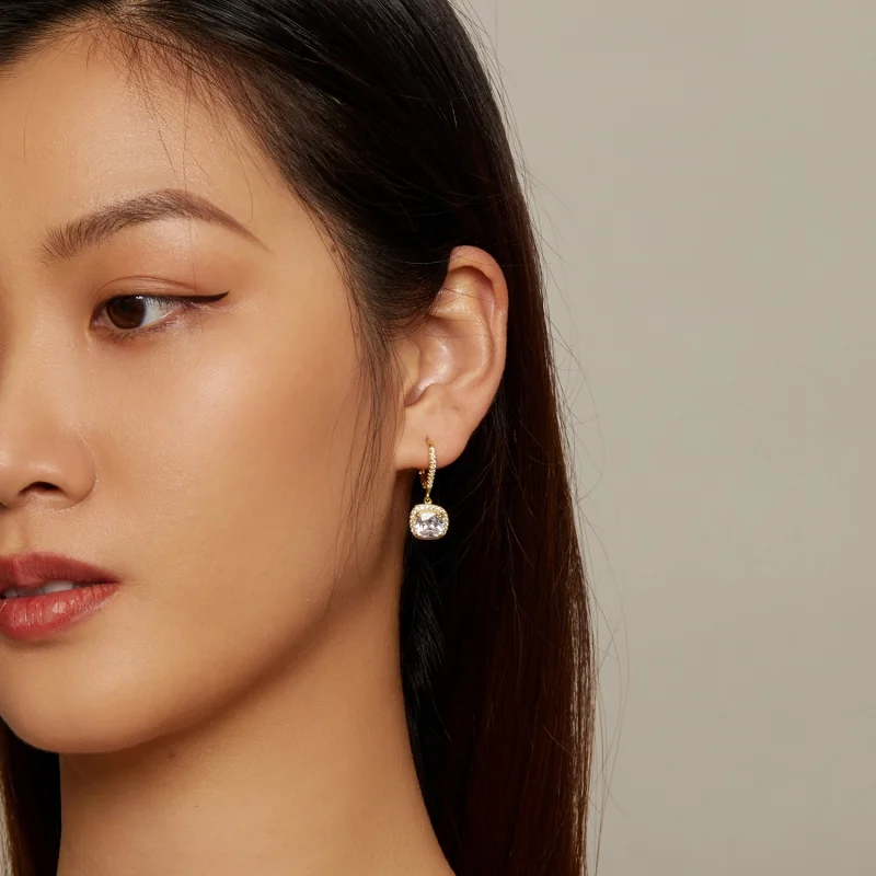 (afbeelding voor) Pandora Stijl Gouden Helder Tijd Bungelende Oorbellen - SCE520-B - Bekijken 6