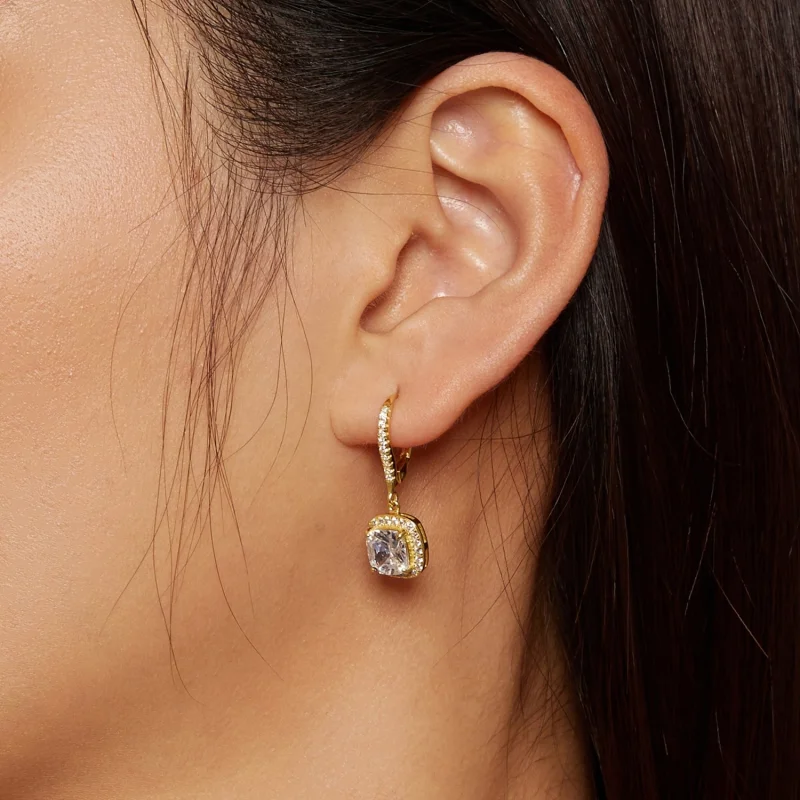 (afbeelding voor) Pandora Stijl Gouden Helder Tijd Bungelende Oorbellen - SCE520-B - Bekijken 7