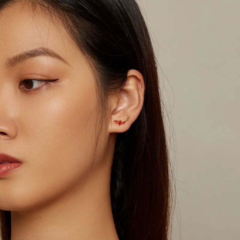 (afbeelding voor) Pandora-stijl Gouden Koi-Zilveren Studs Oorbellen - SCE812-B - Bekijken 6