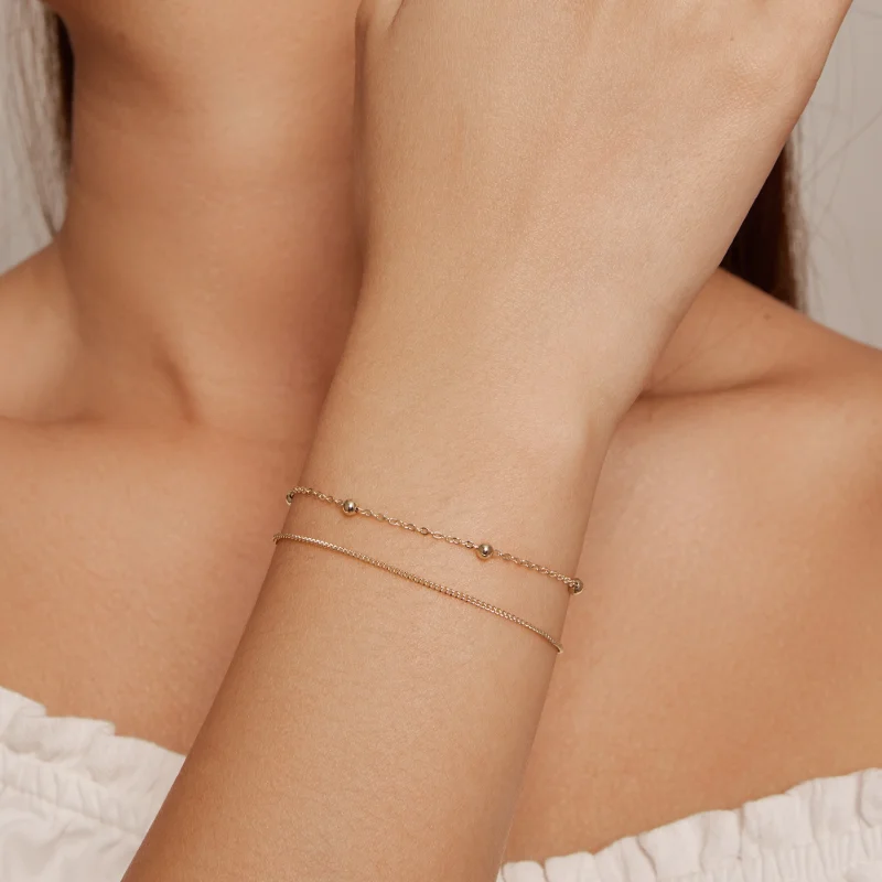 (afbeelding voor) Pandora Stijl Gouden Kralen Armband met Ketting - SCB131-B - Bekijken 5