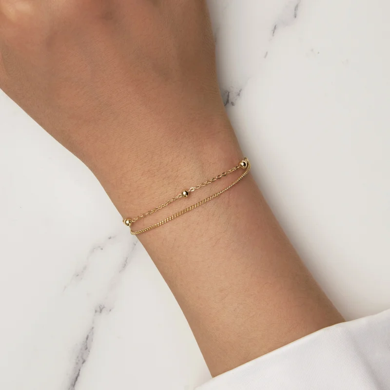 (afbeelding voor) Pandora Stijl Gouden Kralen Armband met Ketting - SCB131-B - Bekijken 6