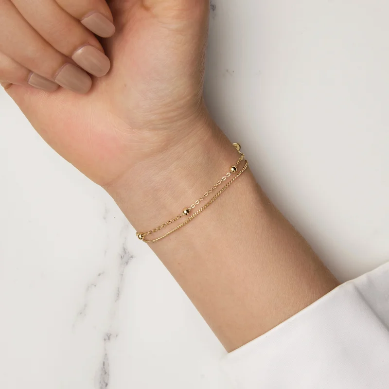 (afbeelding voor) Pandora Stijl Gouden Kralen Armband met Ketting - SCB131-B - Bekijken 7