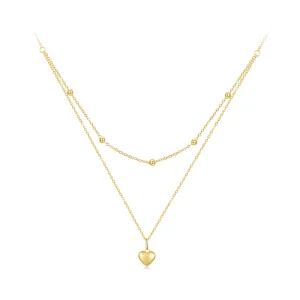 (afbeelding voor) Pandora Stijl Gouden Liefde Hart Kralen Ketting - BSN168-B