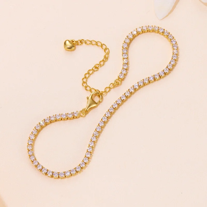 (afbeelding voor) Pandora-stijl Gouden Uitstekende Zirkoon Ketting Armband - BSB097-B - Bekijken 3