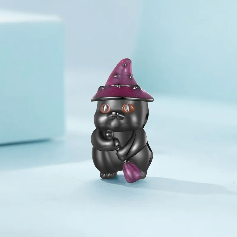 (afbeelding voor) Pandora-stijl Halloween Heksenkat Bedel - SCC2625 - Bekijken 2