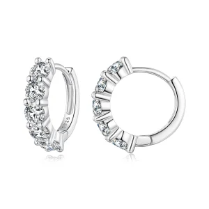 (afbeelding voor) Pandora-stijl halve hoepel Moissanite diamant oorbellen - MSE033