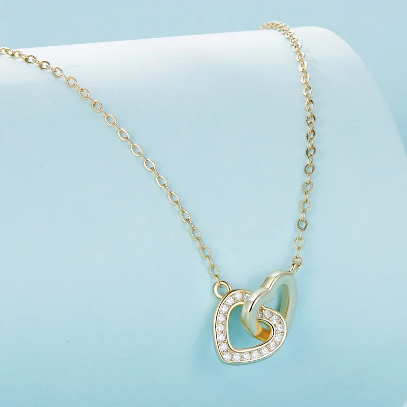 (afbeelding voor) Pandora Stijl Hart op Hart-925 Zilveren Ketting - SCN181-B - Bekijken 3