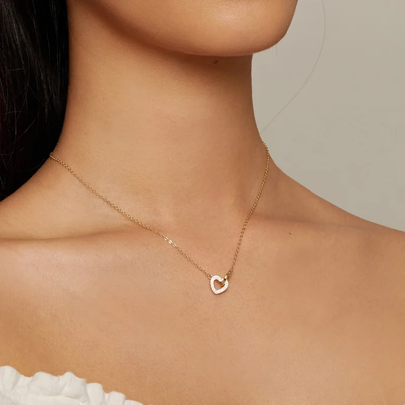 (afbeelding voor) Pandora Stijl Hart op Hart-925 Zilveren Ketting - SCN181-B - Bekijken 4