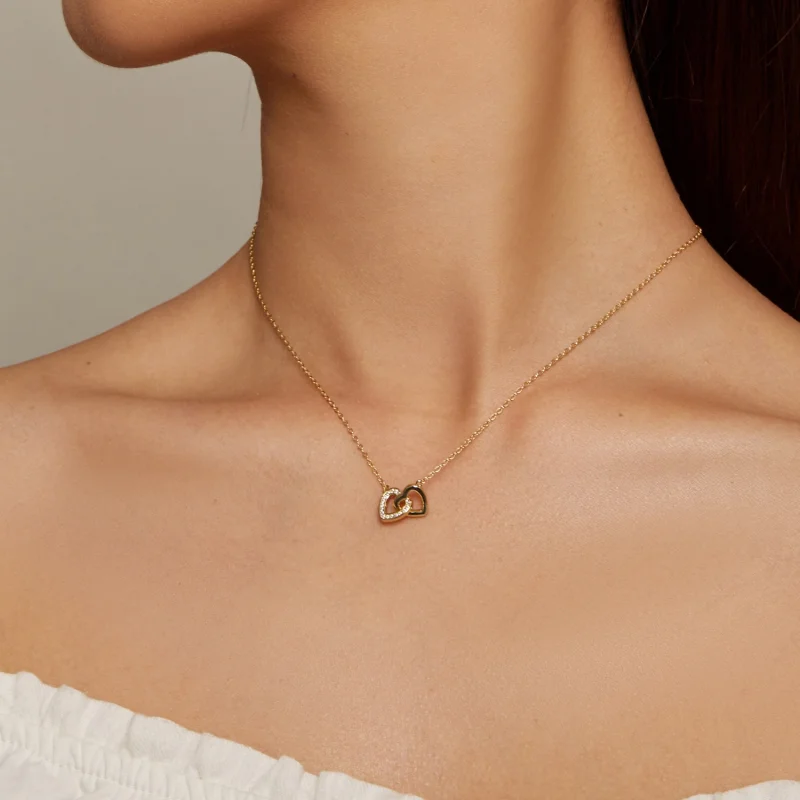 (afbeelding voor) Pandora Stijl Hart op Hart-925 Zilveren Ketting - SCN181-B - Bekijken 5