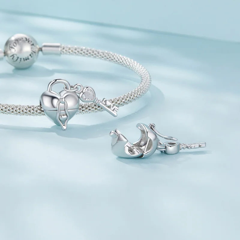 (afbeelding voor) Pandora Stijl Hart Slot Sleutel Bedel - SCC2580 - Bekijken 4