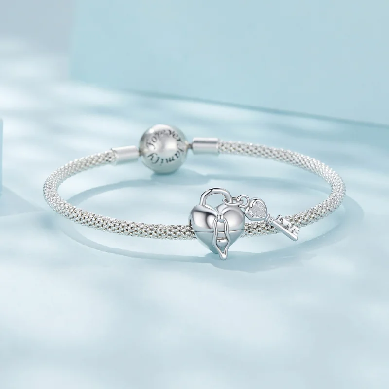 (afbeelding voor) Pandora Stijl Hart Slot Sleutel Bedel - SCC2580 - Bekijken 5