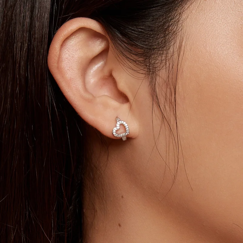 (afbeelding voor) Pandora-stijl hartvormige hoepeloorbellen - BSE879 - Bekijken 6