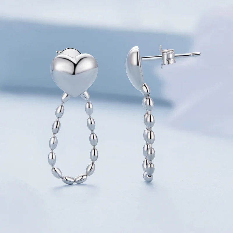 (afbeelding voor) Pandora-stijl Hartvormige Kwastjes Hangende Oorbellen - BSE825 - Bekijken 3