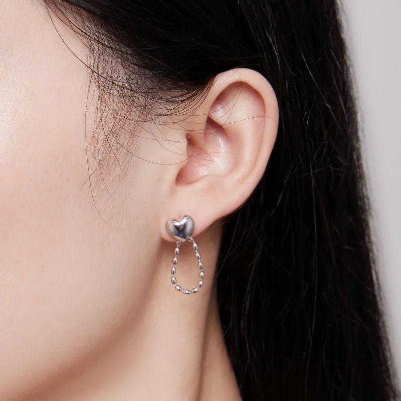 (afbeelding voor) Pandora-stijl Hartvormige Kwastjes Hangende Oorbellen - BSE825 - Bekijken 6