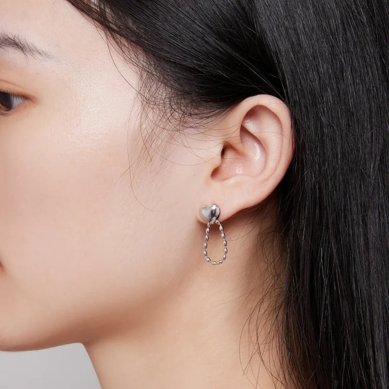 (afbeelding voor) Pandora-stijl Hartvormige Kwastjes Hangende Oorbellen - BSE825 - Bekijken 7