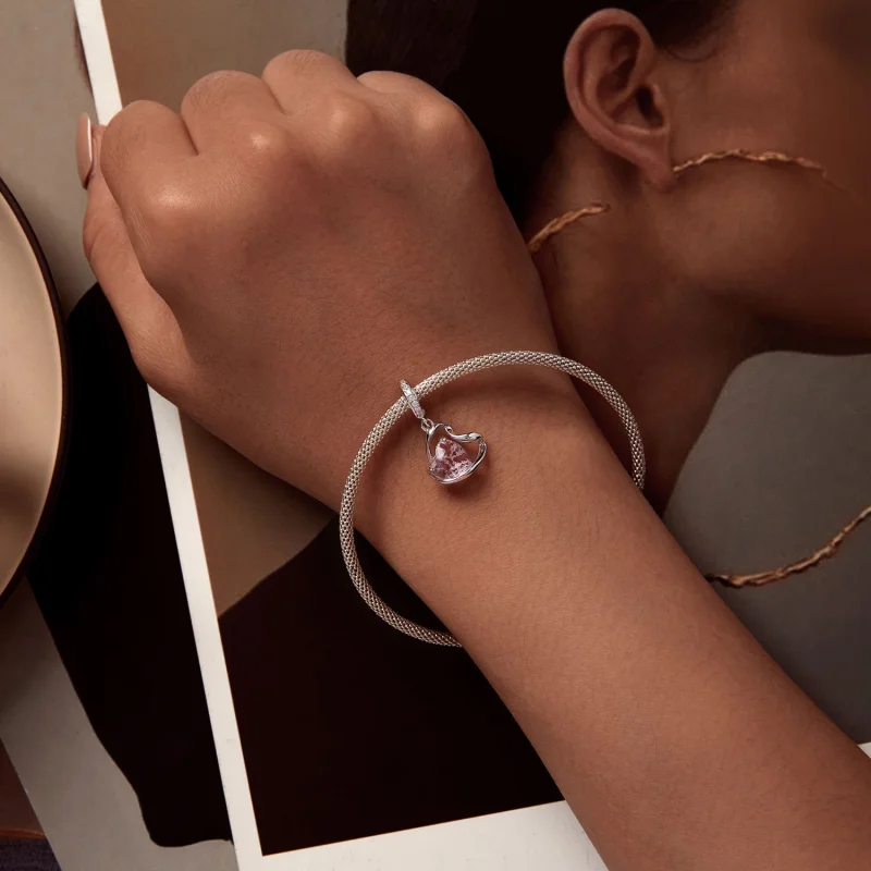 (afbeelding voor) Pandora-stijl hartvormige linthanger - BSC922 - Bekijken 5