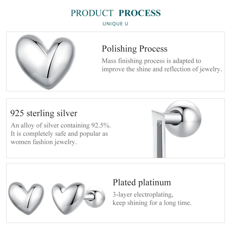(afbeelding voor) Pandora-stijl hartvormige studs oorbellen - BSE886 - Bekijken 6