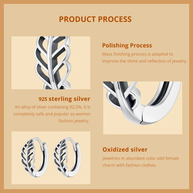 (afbeelding voor) Pandora stijl Herfstbladeren Oorringen - SCE1636 - Bekijken 8