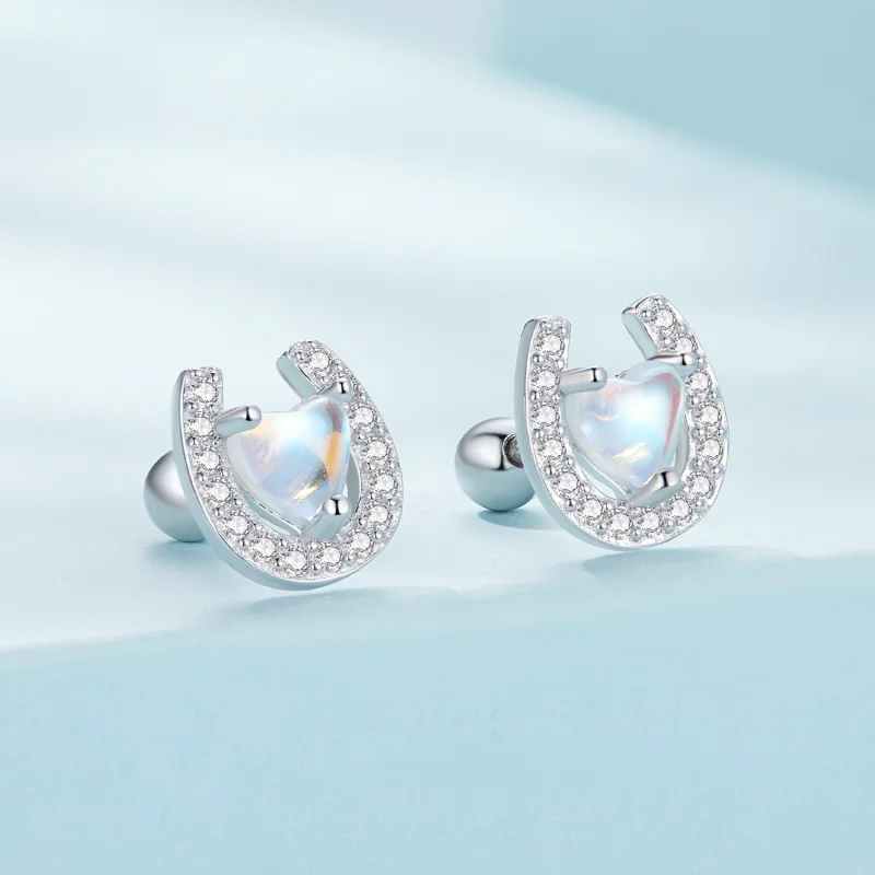 (afbeelding voor) Pandora-stijl Hoefijzer Ronde Oorpluggen Studs Oorbellen - SCE1612 - Bekijken 2