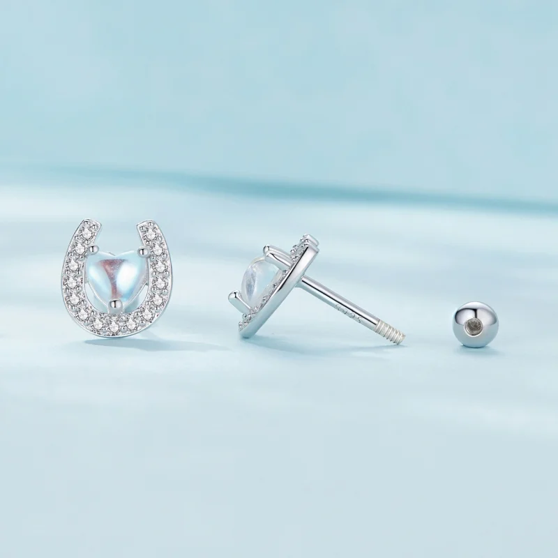 (afbeelding voor) Pandora-stijl Hoefijzer Ronde Oorpluggen Studs Oorbellen - SCE1612 - Bekijken 4