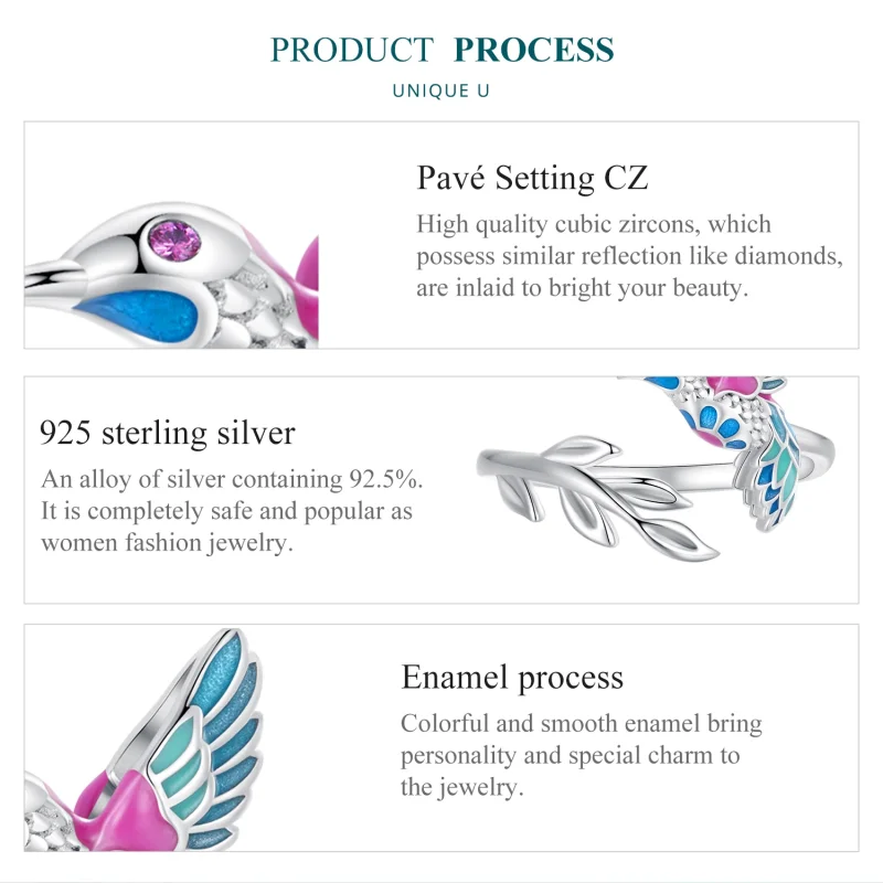 (afbeelding voor) Pandora Stijl IJsvogel Open Ring - BSR483-E - Bekijken 5