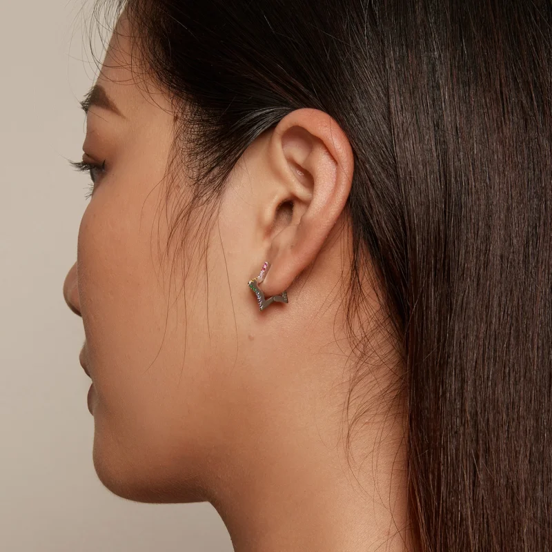 (afbeelding voor) Pandora Stijl Iridescent Sterren Hoepeloorbellen - SCE1627 - Bekijken 6