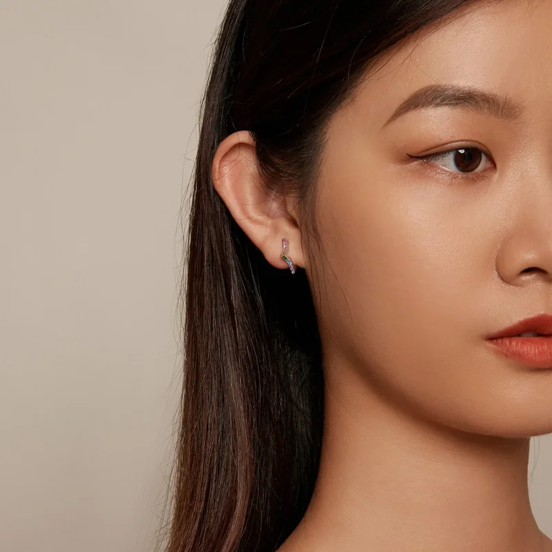 (afbeelding voor) Pandora Stijl Iridescent Sterren Hoepeloorbellen - SCE1627 - Bekijken 7