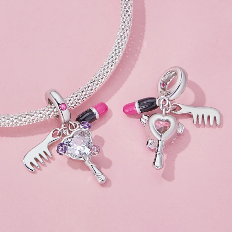 (afbeelding voor) Pandora Stijl Kam, Lipstick en Spiegel Bedel - SCC2474 - Bekijken 3