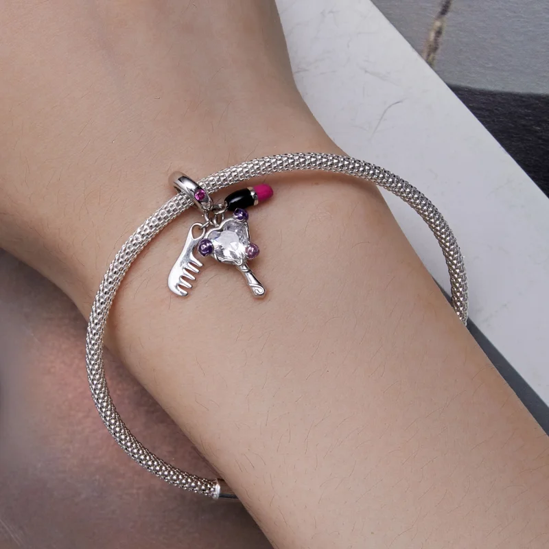 (afbeelding voor) Pandora Stijl Kam, Lipstick en Spiegel Bedel - SCC2474 - Bekijken 4